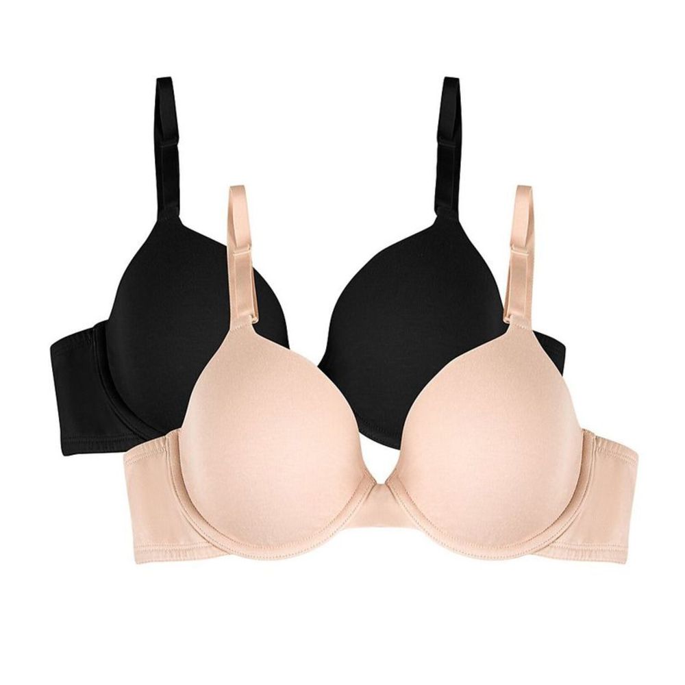 Fruit Of The Loom Lightly Lined T-Shirt Bra - 2 Pack -  Sand/Black Hue  FT797
